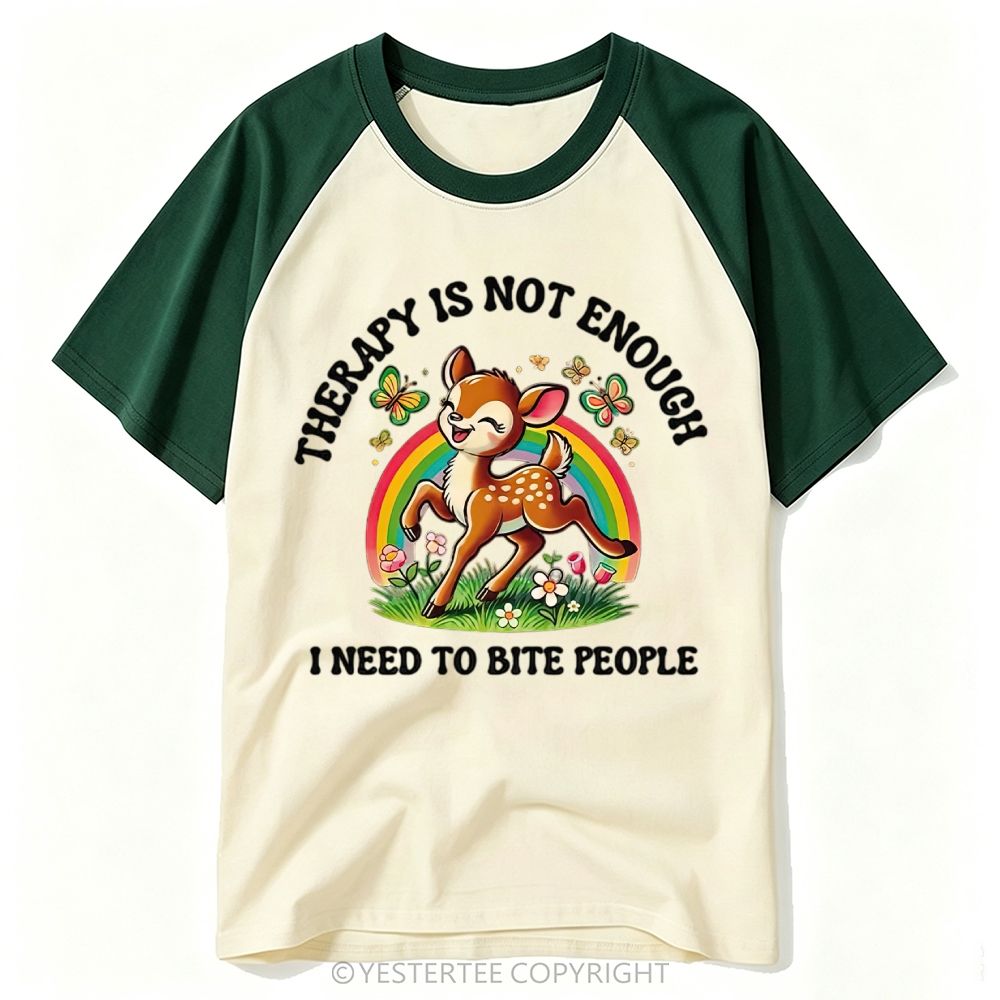Cottagecore Rainbow Fawn Floral Mental Health Sarcastic Quote Baseball T-shirt