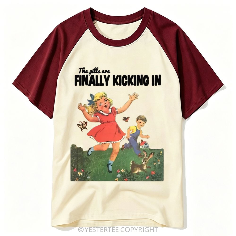 Storybook Kids Meadow Bunny Sarcastic Dark Humor Baseball T-shirt 