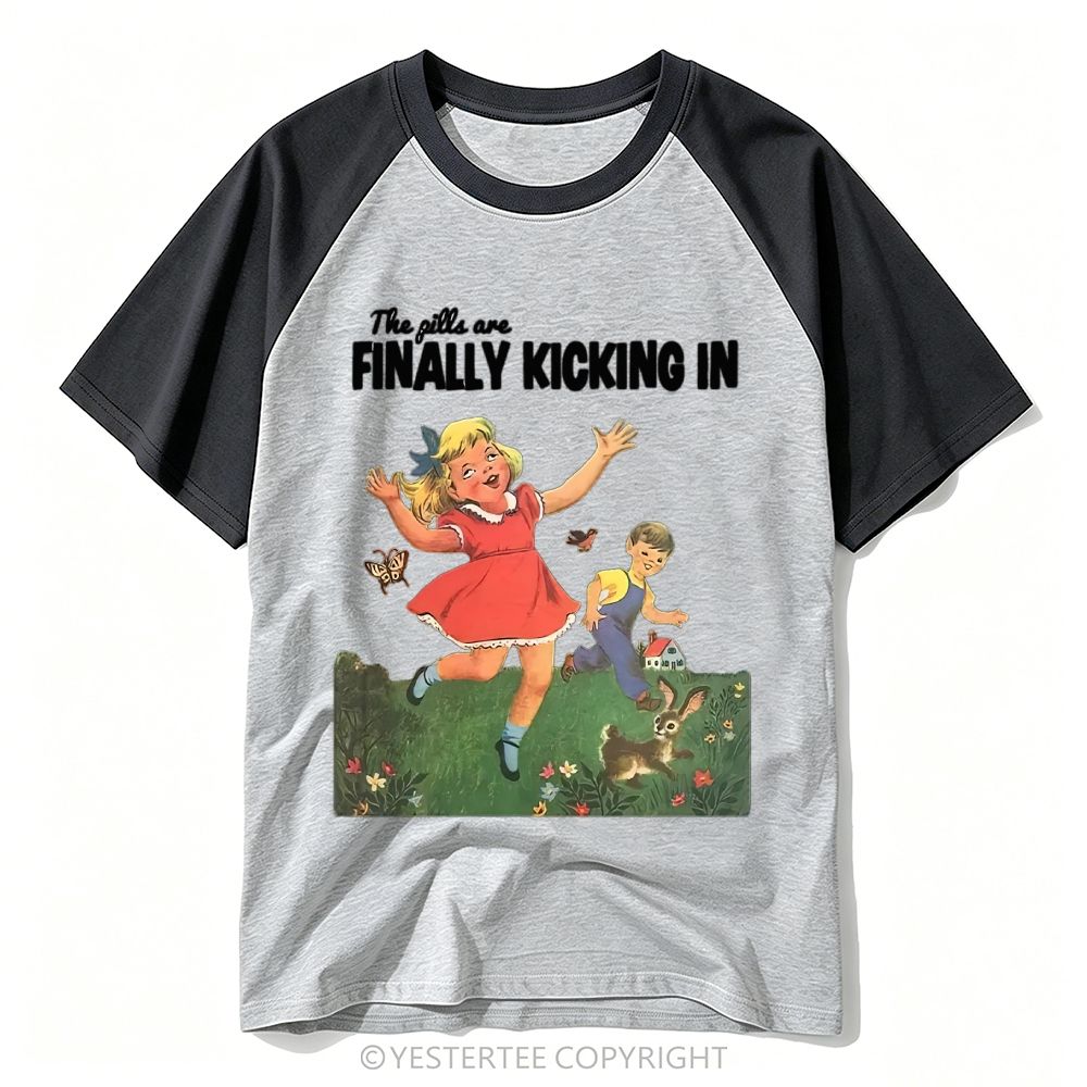 Storybook Kids Meadow Bunny Sarcastic Dark Humor Baseball T-shirt 