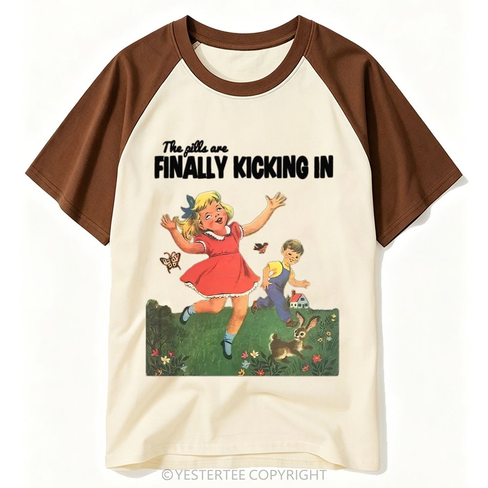 Storybook Kids Meadow Bunny Sarcastic Dark Humor Baseball T-shirt 
