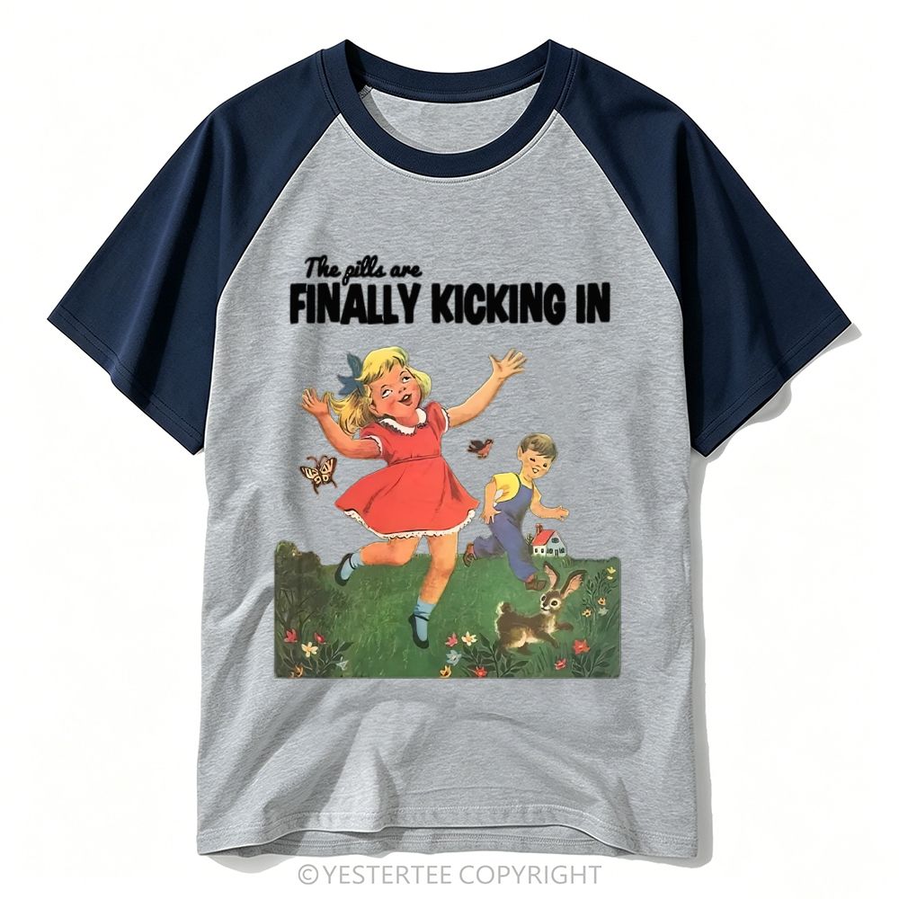Storybook Kids Meadow Bunny Sarcastic Dark Humor Baseball T-shirt 