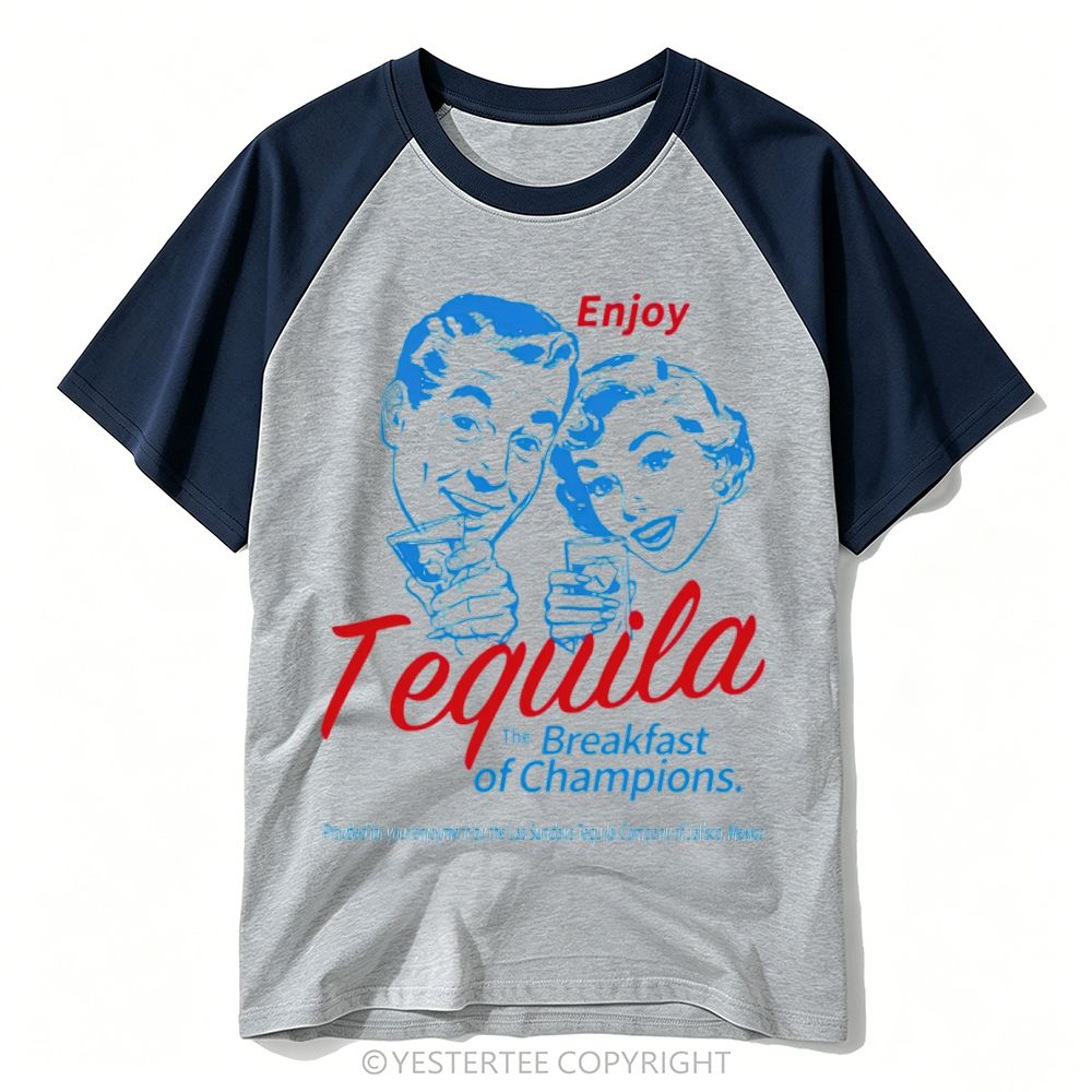 Retro Pin-Up Couple Tequila Liquor Advertising Print Baseball T-shirt