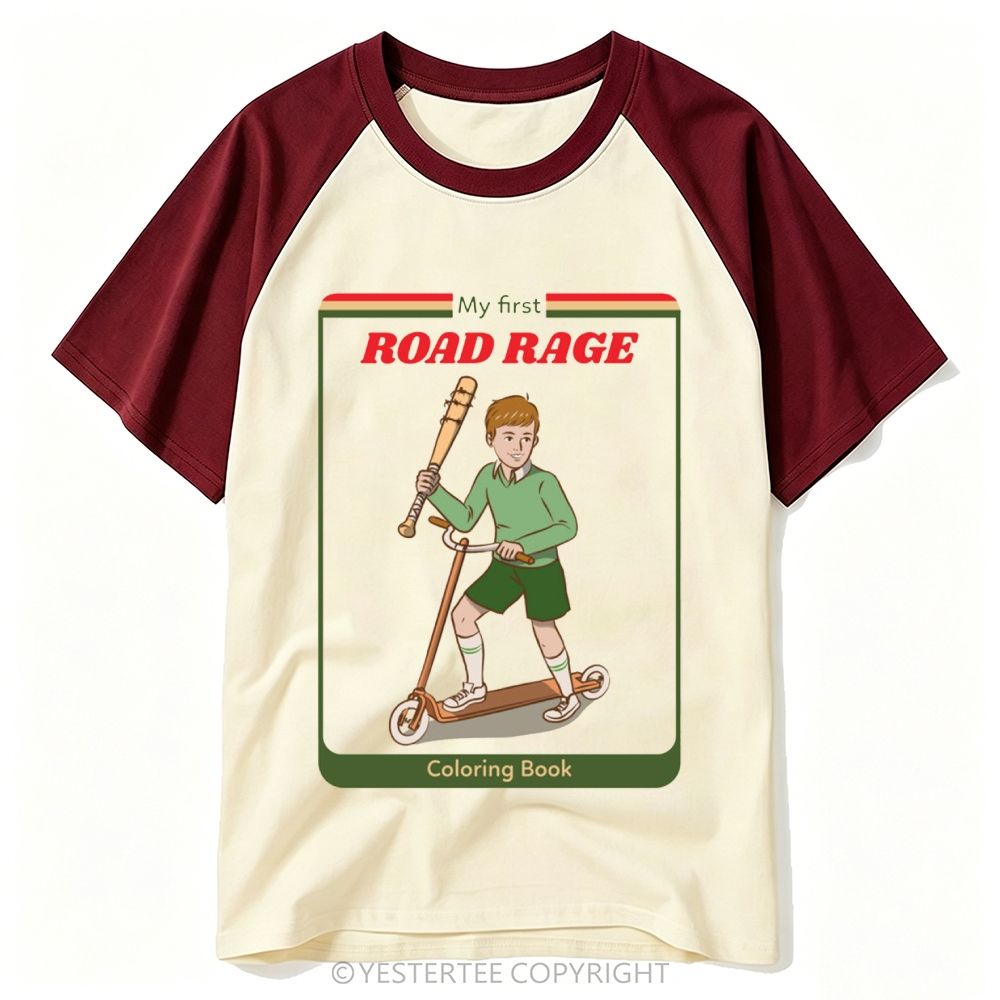 Kids Coloring Book Scooter Boy Bat Road Rage Parody Baseball T-shirt