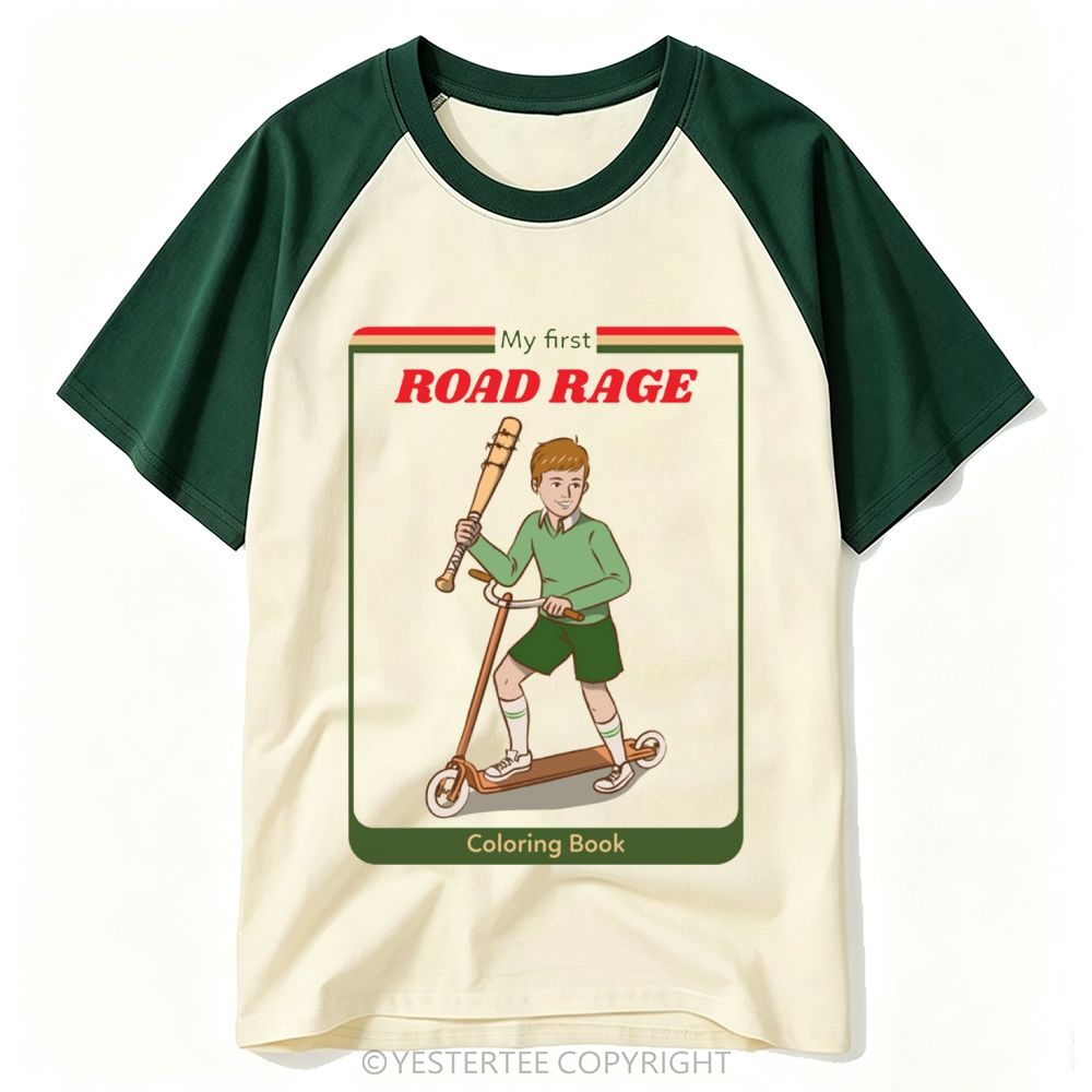 Kids Coloring Book Scooter Boy Bat Road Rage Parody Baseball T-shirt