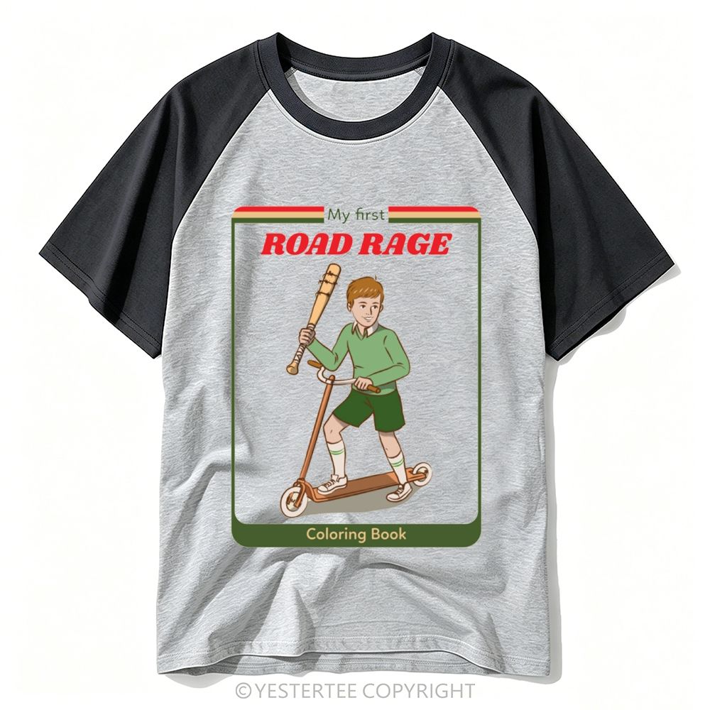 Kids Coloring Book Scooter Boy Bat Road Rage Parody Baseball T-shirt