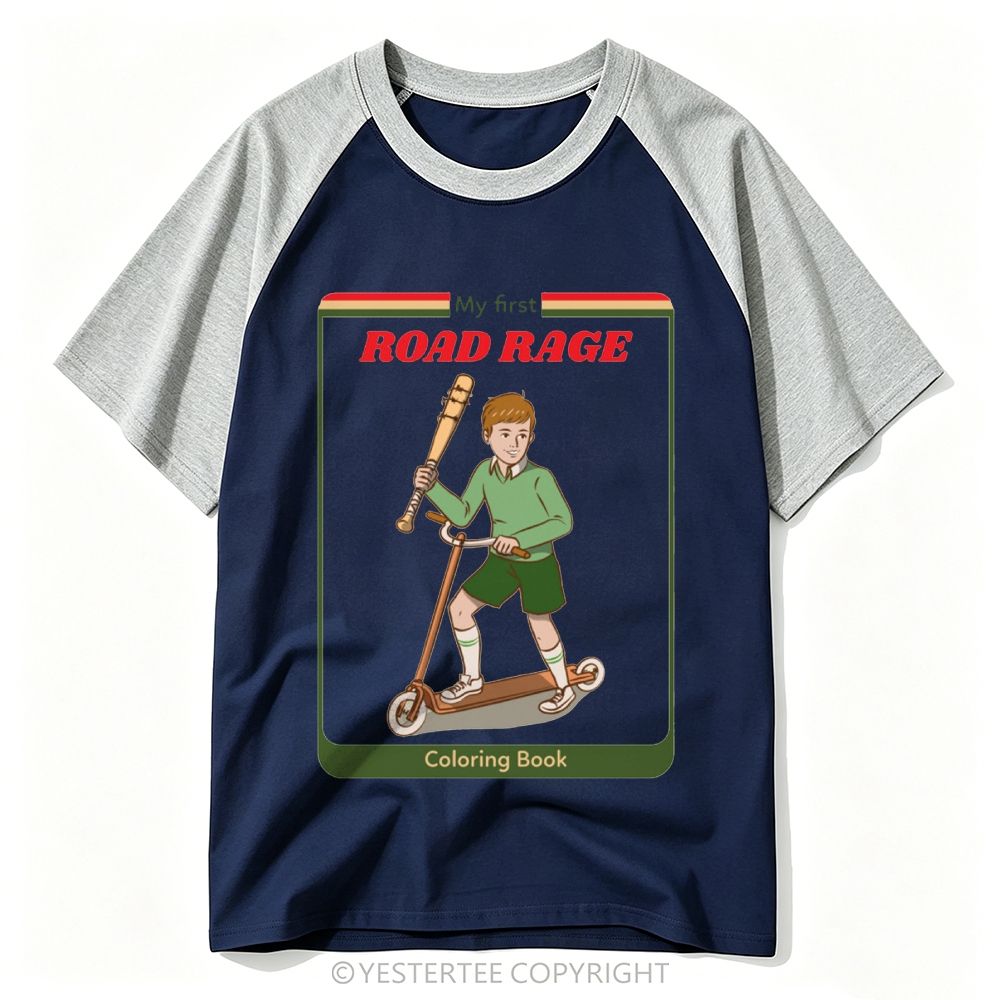 Kids Coloring Book Scooter Boy Bat Road Rage Parody Baseball T-shirt