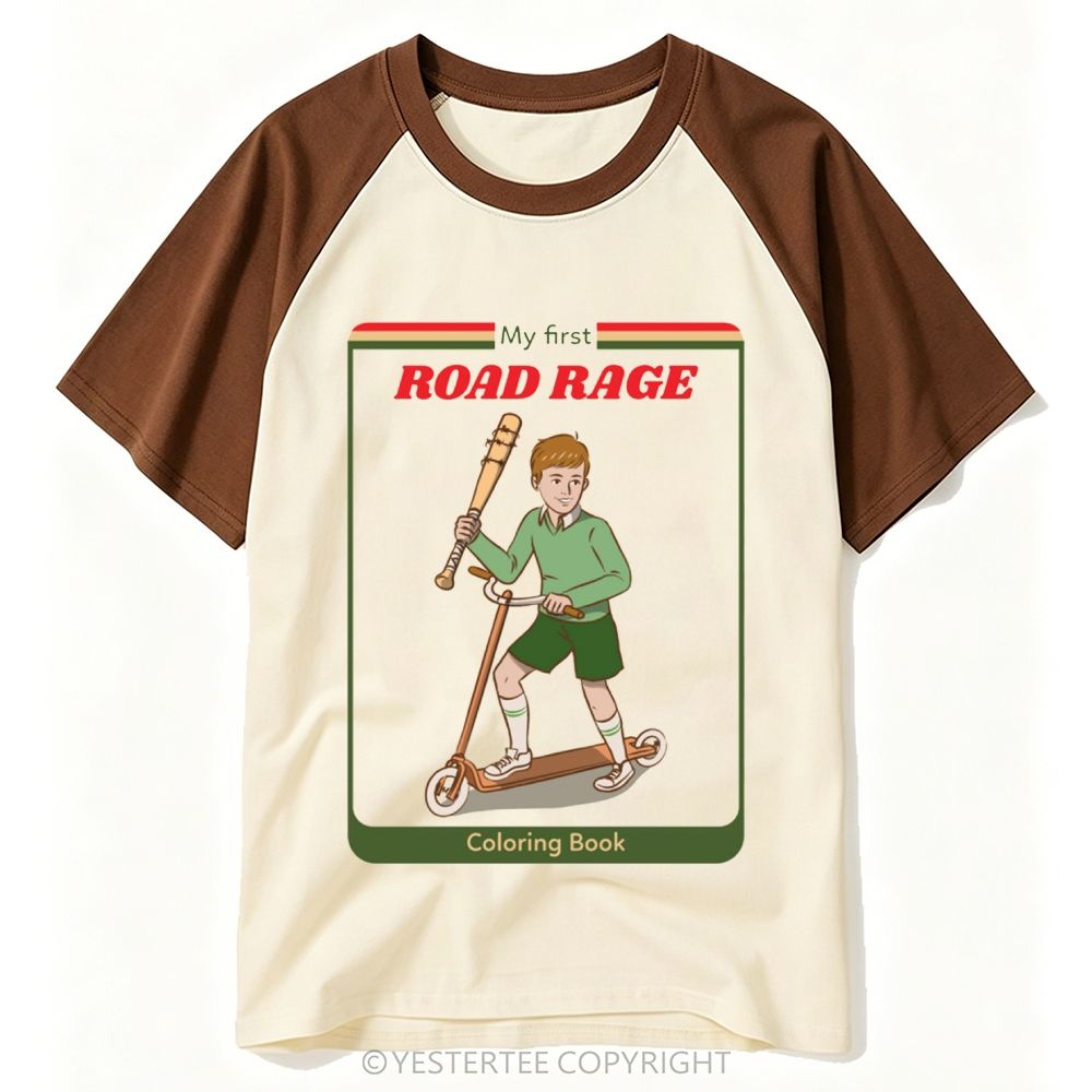 Kids Coloring Book Scooter Boy Bat Road Rage Parody Baseball T-shirt