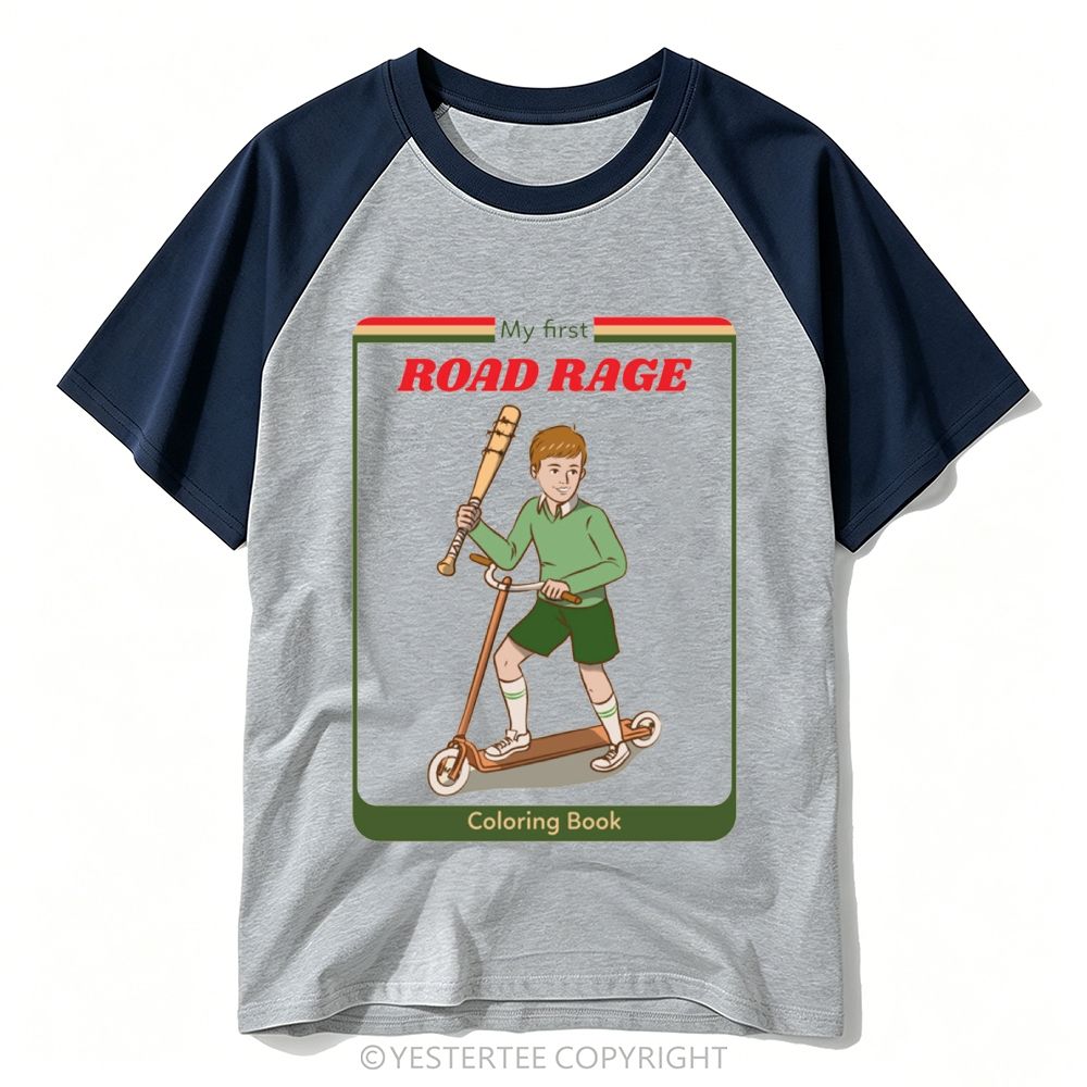 Kids Coloring Book Scooter Boy Bat Road Rage Parody Baseball T-shirt