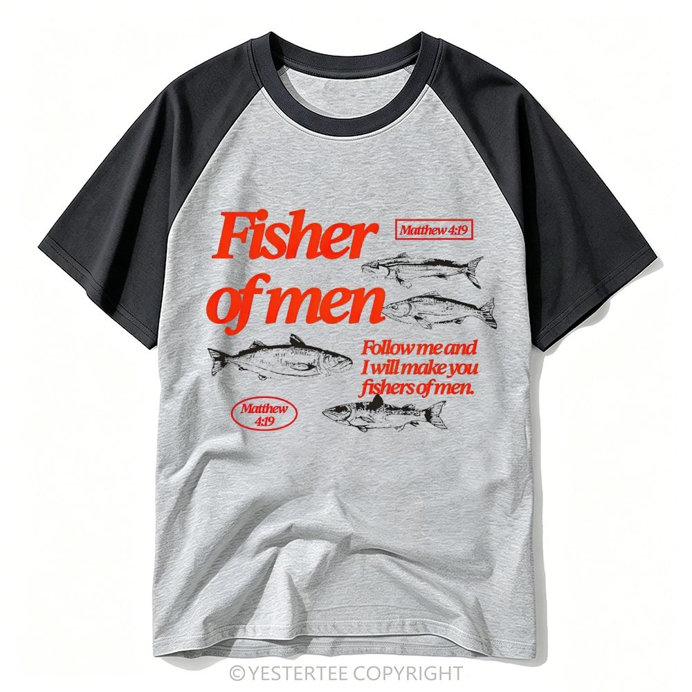 Yestertee Vintage Faith Fisherman Bible Verse Graphic Baseball T-shirt