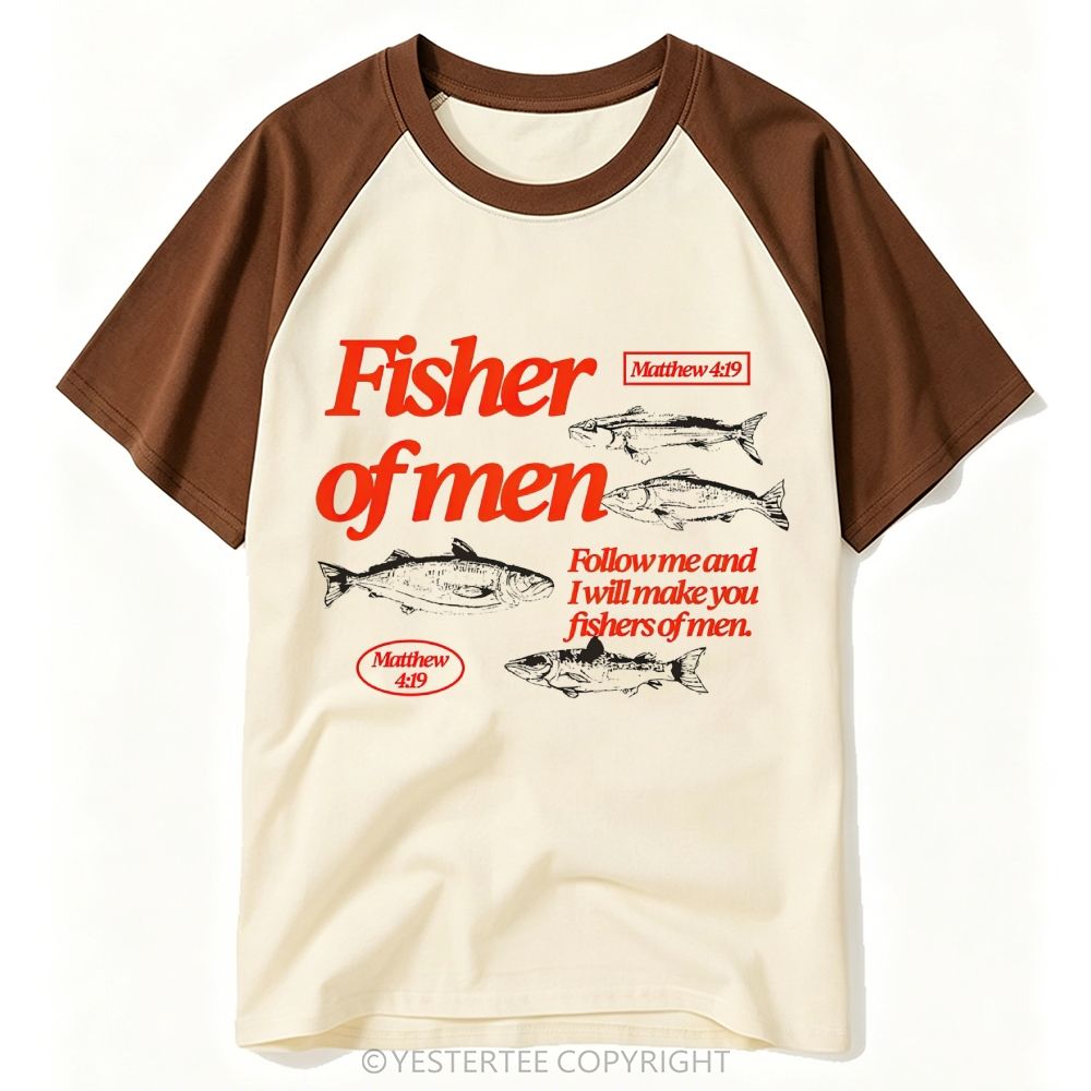 Yestertee Vintage Faith Fisherman Bible Verse Graphic Baseball T-shirt