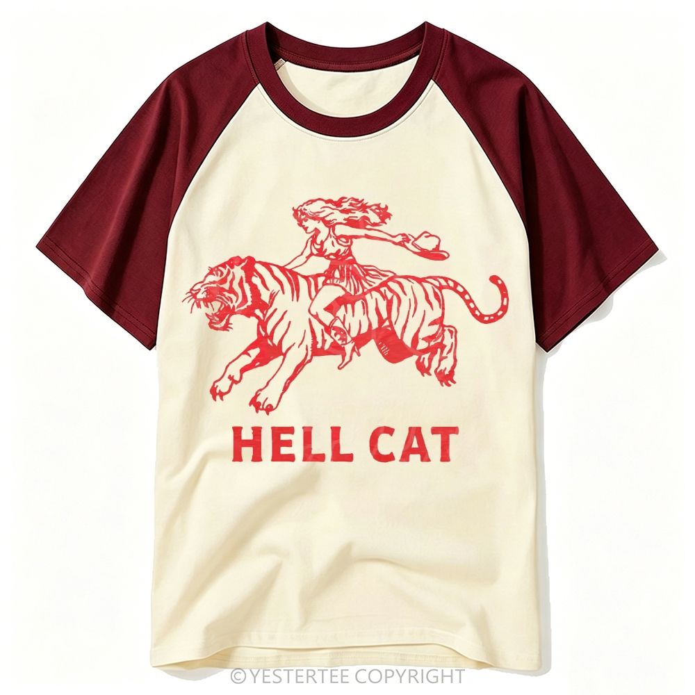 Yestertee Vintage Western Cowgirl Wild Tiger Graphic Baseball T-shirt