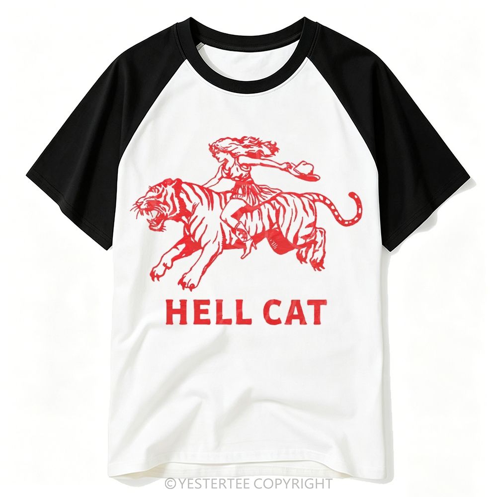 Yestertee Vintage Western Cowgirl Wild Tiger Graphic Baseball T-shirt