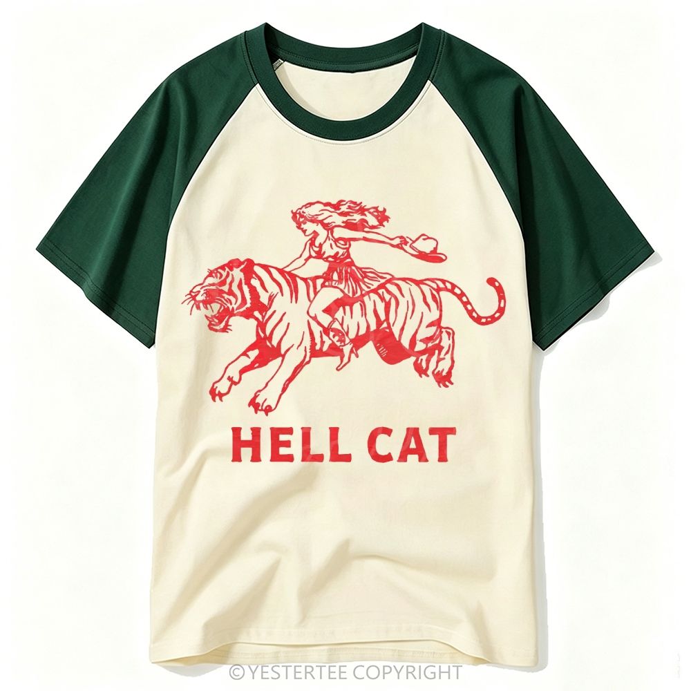 Yestertee Vintage Western Cowgirl Wild Tiger Graphic Baseball T-shirt