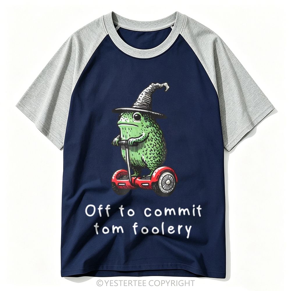 Yestertee Wizard Hat Frog Hoverboard Whimsical Old English Quote Baseball T-shirt
