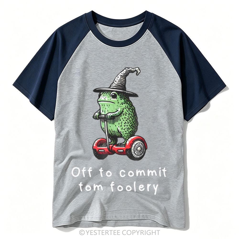 Yestertee Wizard Hat Frog Hoverboard Whimsical Old English Quote Baseball T-shirt