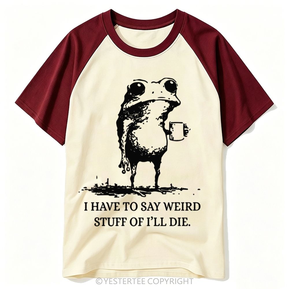 Yestertee Woodcut Mug Frog Weird Unfiltered Quote Baseball T-shirt