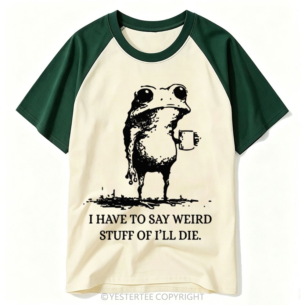 Yestertee Woodcut Mug Frog Weird Unfiltered Quote Baseball T-shirt