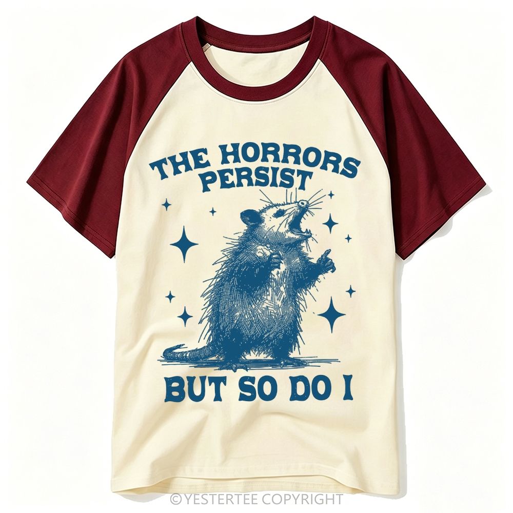 Yestertee Engraved Opossum Star Accent Dark Resilience Quote Baseball T-shirt