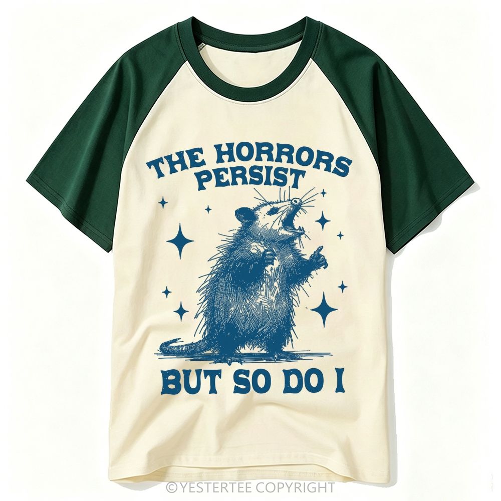 Yestertee Engraved Opossum Star Accent Dark Resilience Quote Baseball T-shirt
