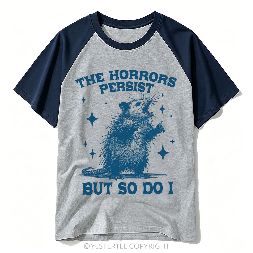 Yestertee Engraved Opossum Star Accent Dark Resilience Quote Baseball T-shirt