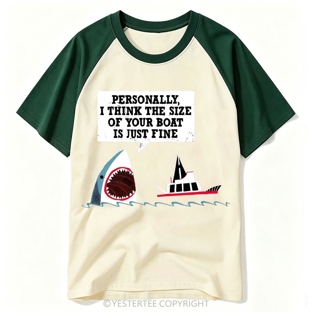 Yestertee Funny Cartoon Shark Boat Humor Slogan Baseball T-shirt 