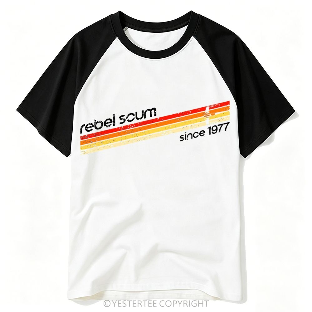 Yestertee Retro Rainbow Stripe Vintage 1977 Slogan Baseball T-shirt