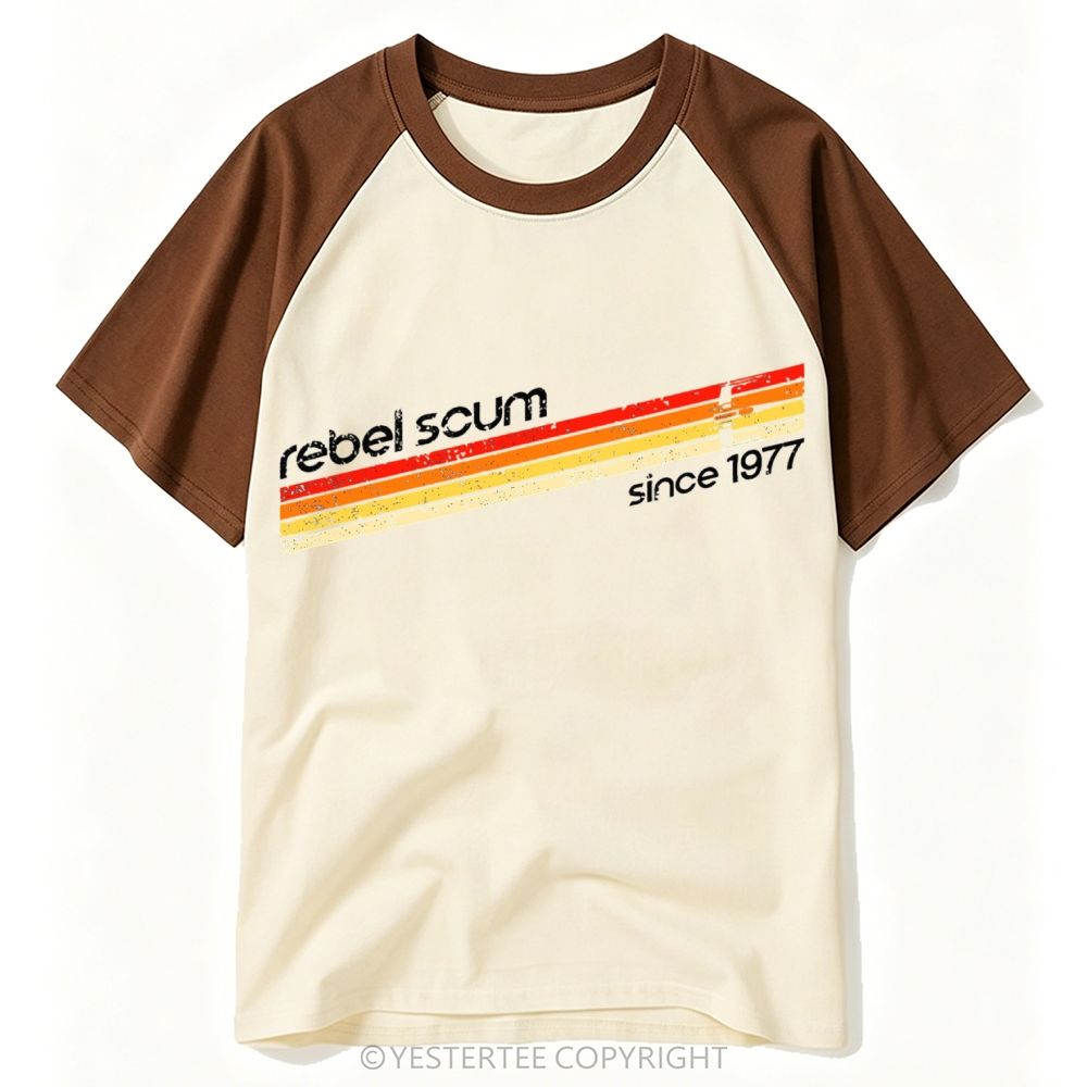 Yestertee Retro Rainbow Stripe Vintage 1977 Slogan Baseball T-shirt