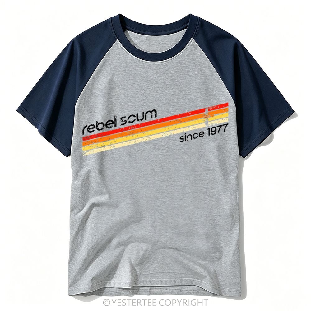 Yestertee Retro Rainbow Stripe Vintage 1977 Slogan Baseball T-shirt