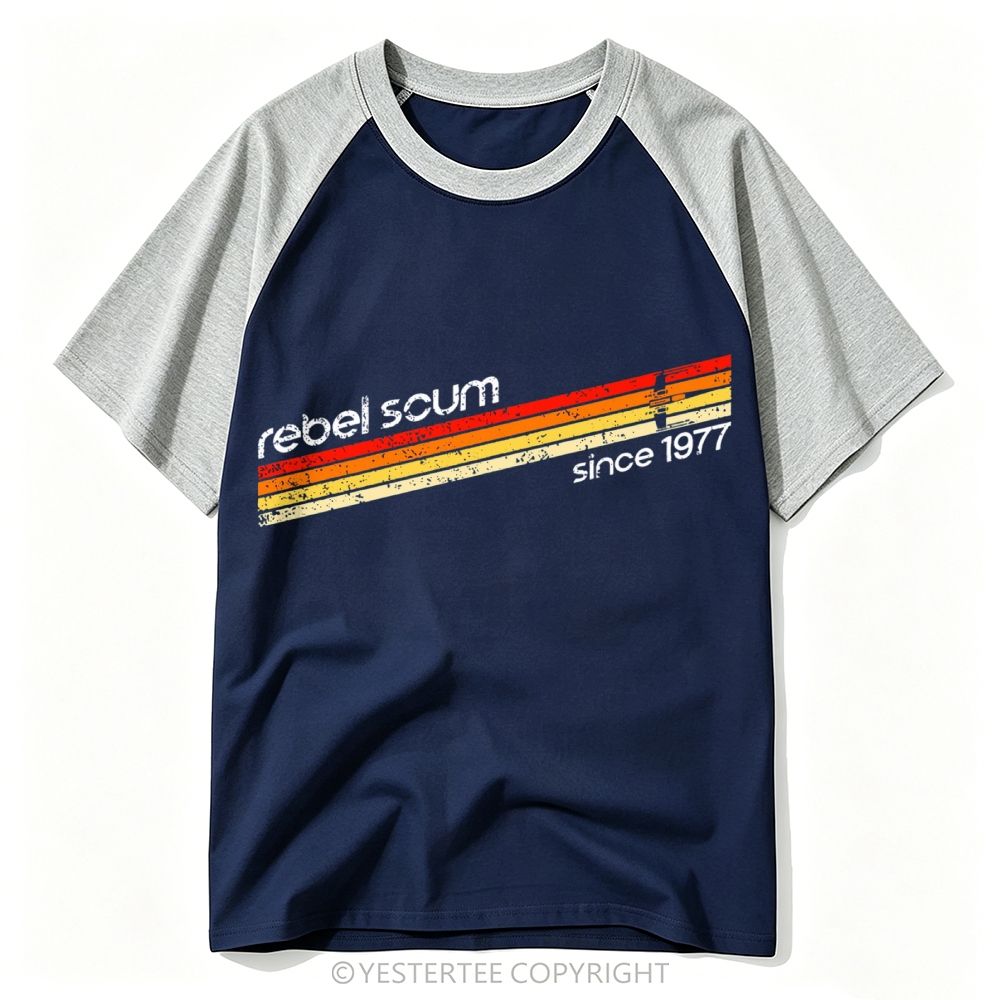 Yestertee Retro Rainbow Stripe Vintage 1977 Slogan Baseball T-shirt