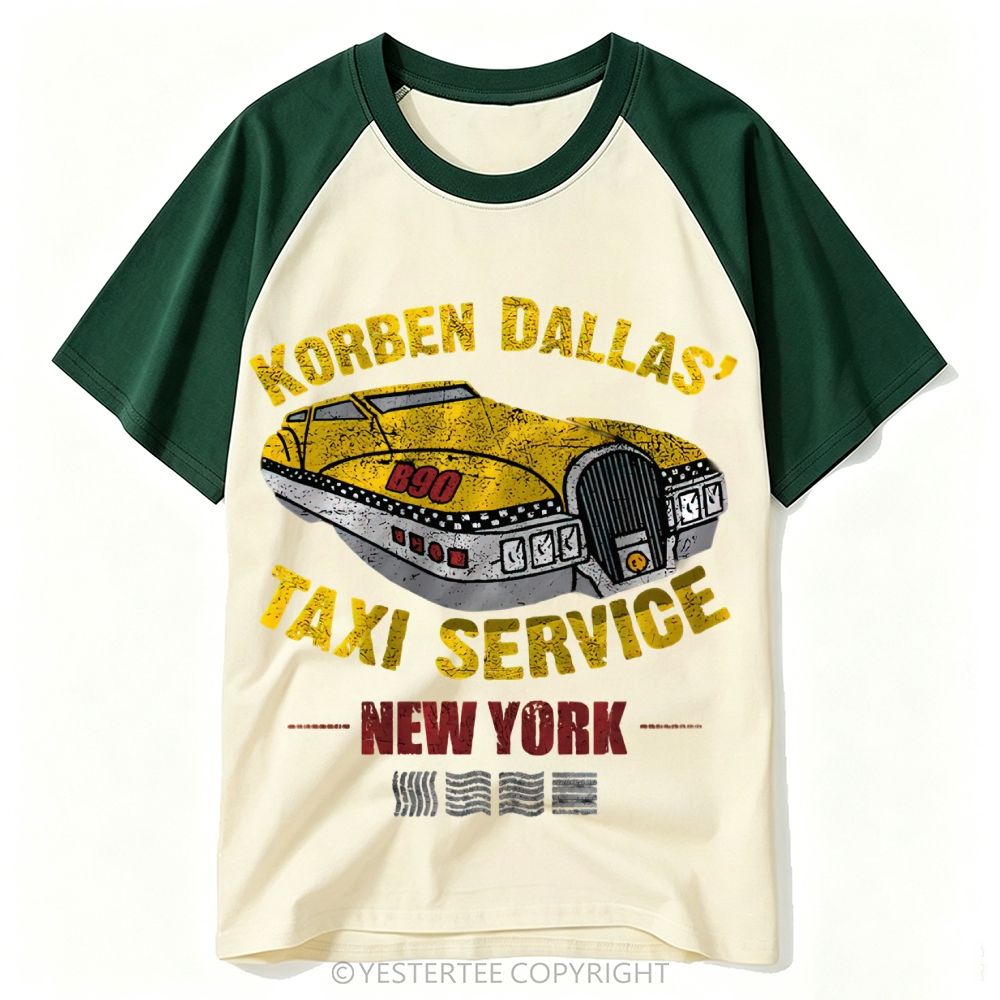 Yestertee Vintage Futuristic Flying Taxi Distressed Baseball T-shirt 