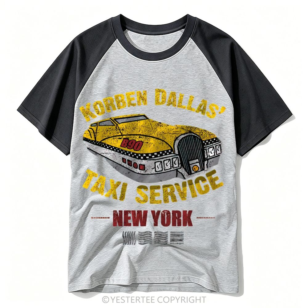 Yestertee Vintage Futuristic Flying Taxi Distressed Baseball T-shirt 