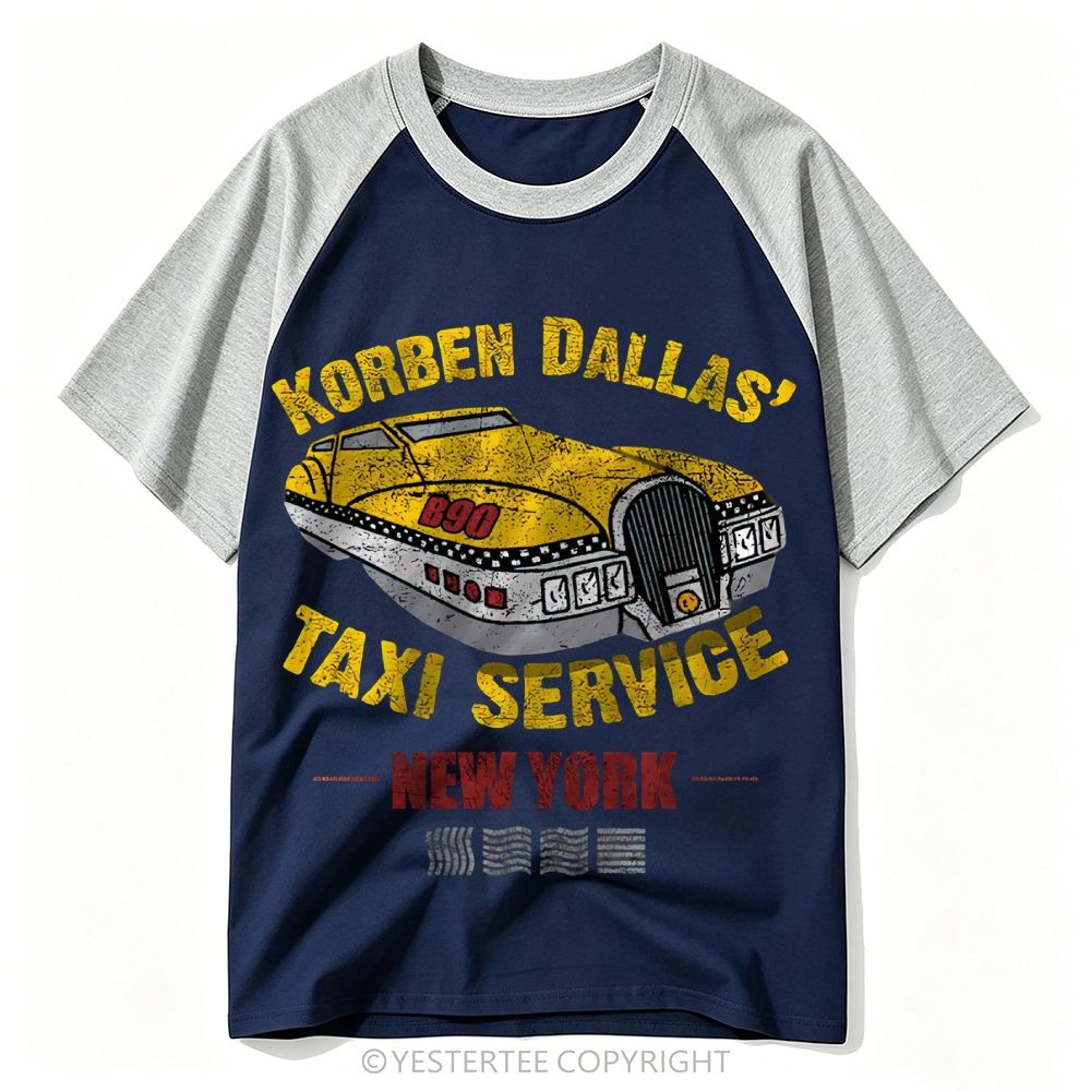 Yestertee Vintage Futuristic Flying Taxi Distressed Baseball T-shirt 