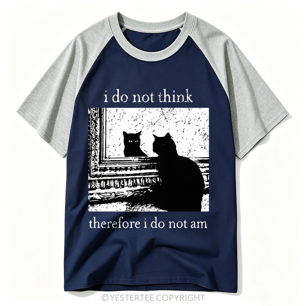Yestertee Funny Philosophy Mirror Cat Meme Baseball T-shirt 