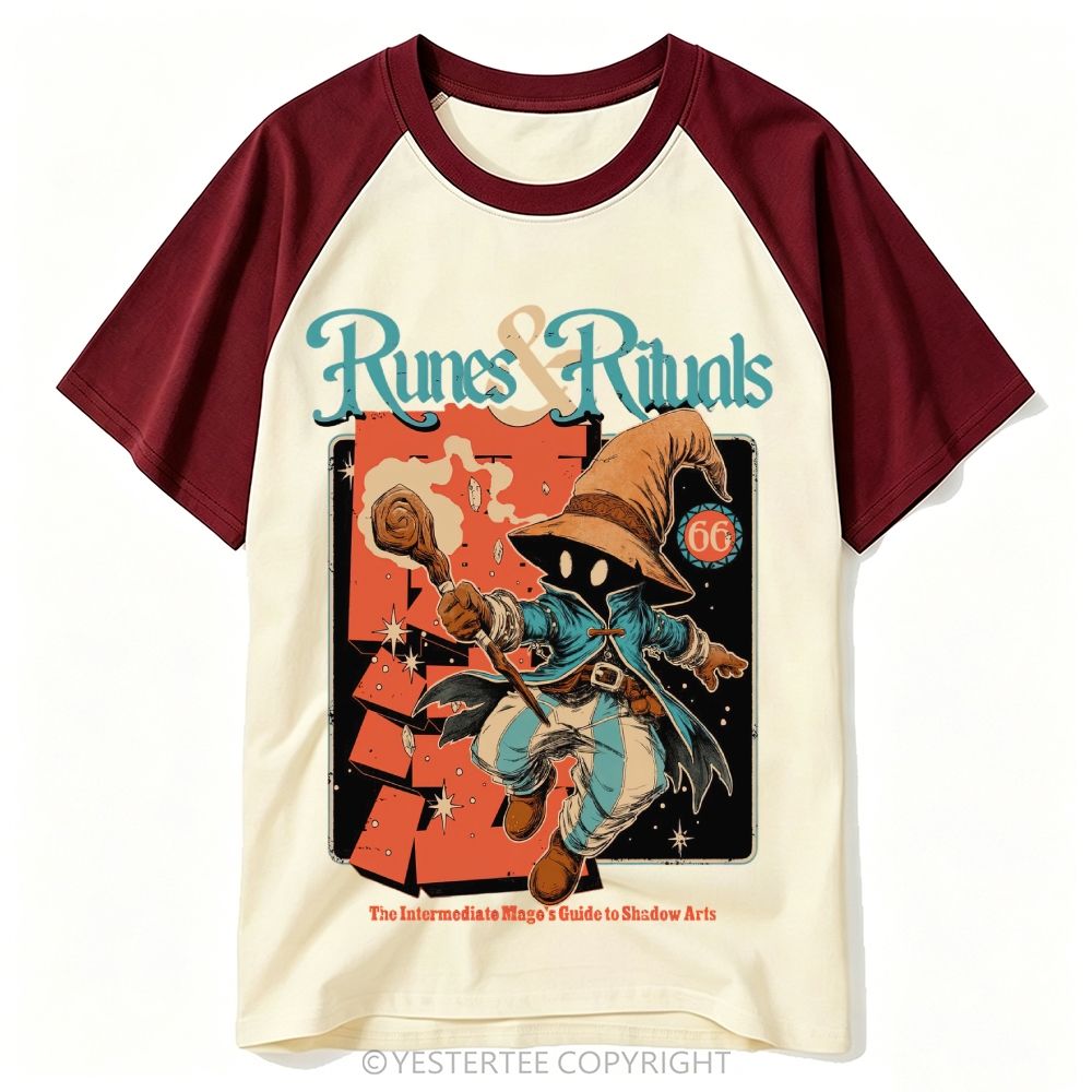 Yestertee Retro Fantasy Dark Mage Wizard Baseball T-shirt