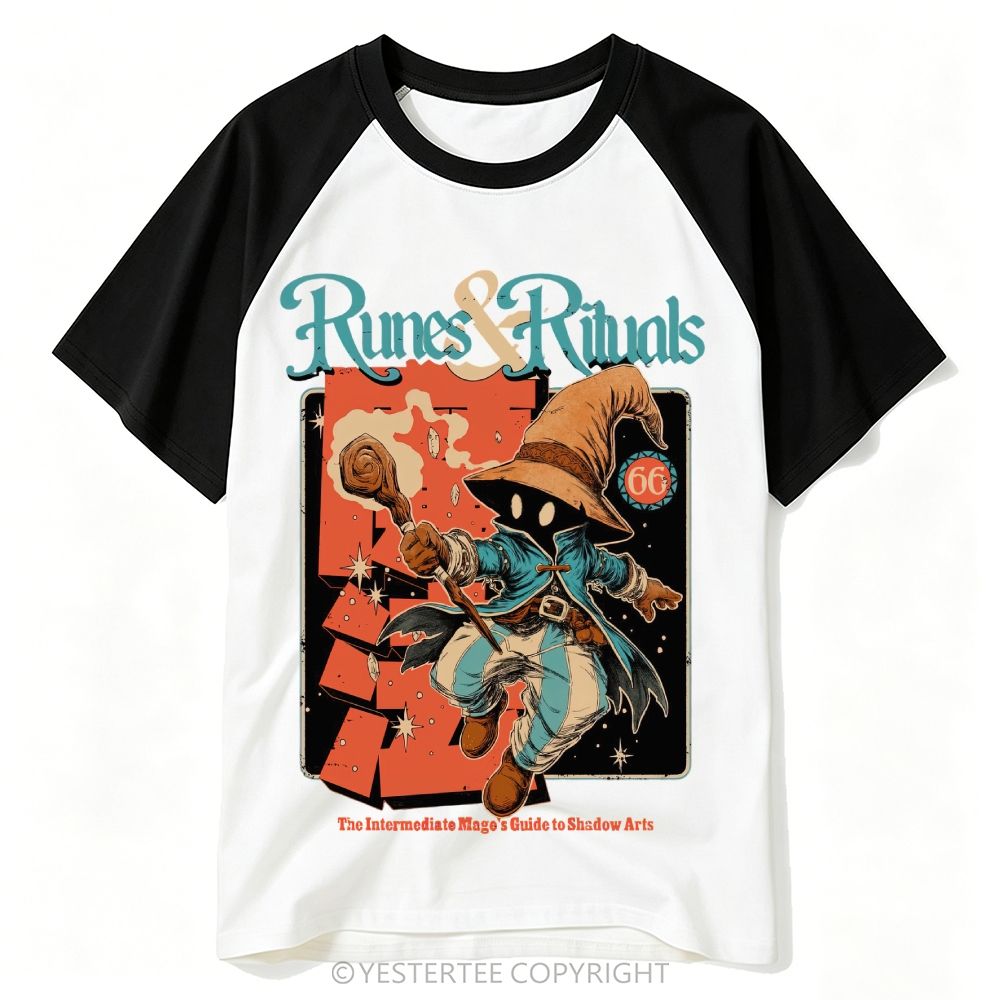 Yestertee Retro Fantasy Dark Mage Wizard Baseball T-shirt