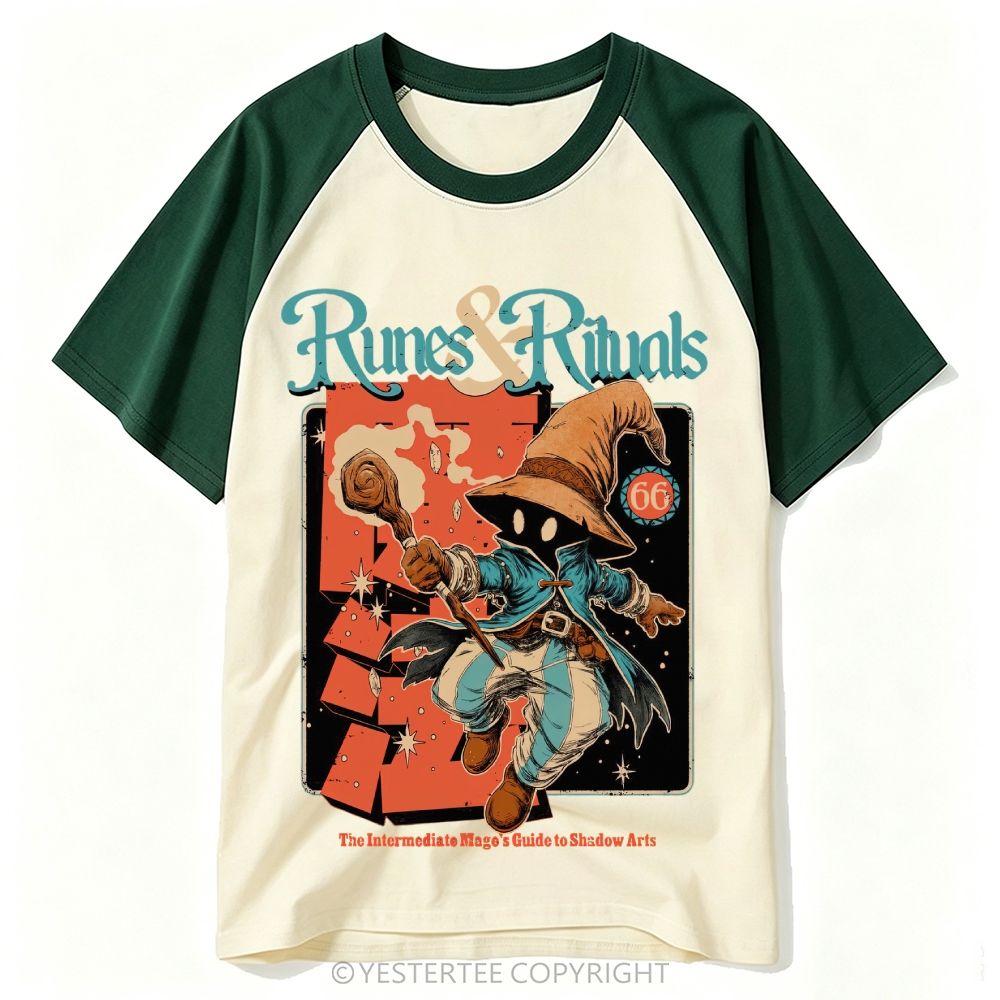 Yestertee Retro Fantasy Dark Mage Wizard Baseball T-shirt