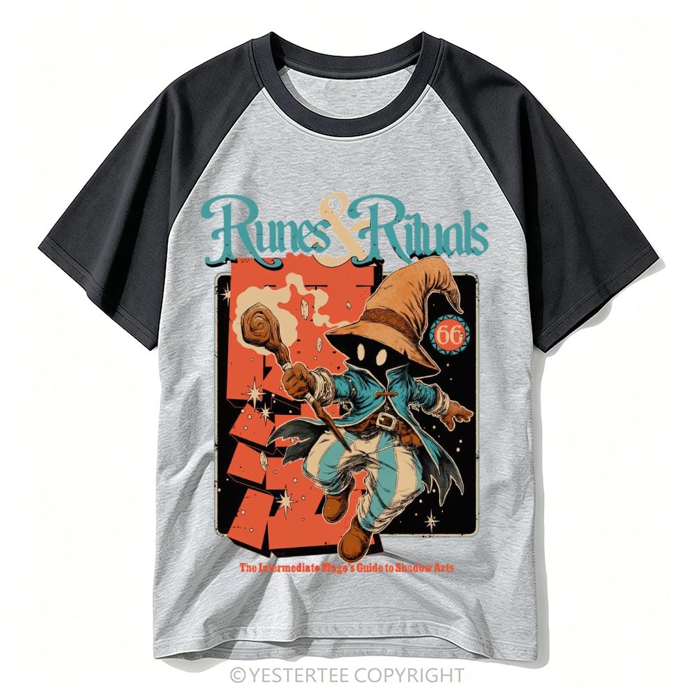 Yestertee Retro Fantasy Dark Mage Wizard Baseball T-shirt