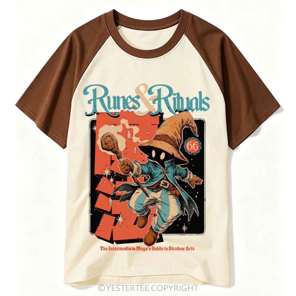 Yestertee Retro Fantasy Dark Mage Wizard Baseball T-shirt