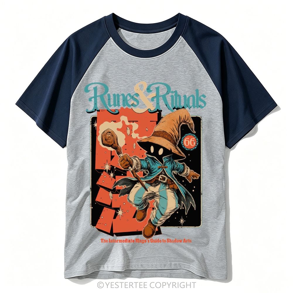 Yestertee Retro Fantasy Dark Mage Wizard Baseball T-shirt