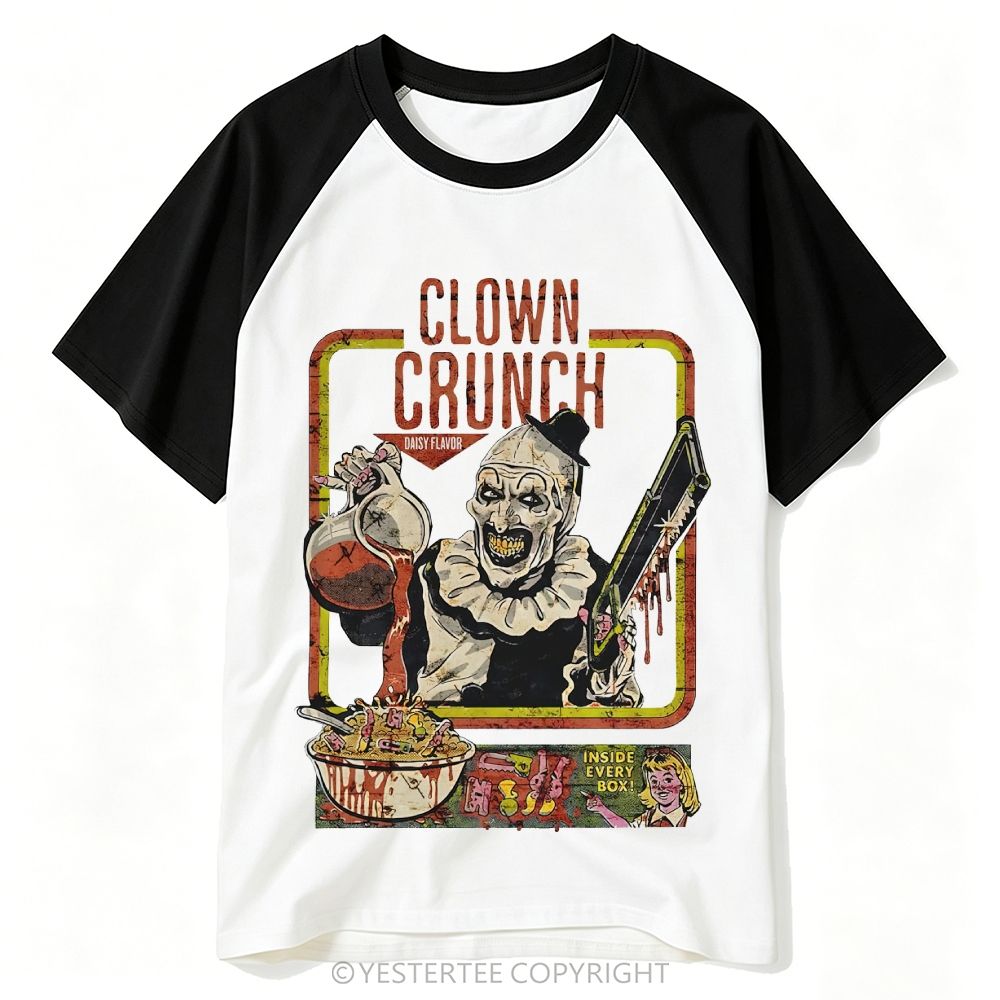 Yestertee Retro Horror Cereal Spooky Clown Baseball T-shirt 
