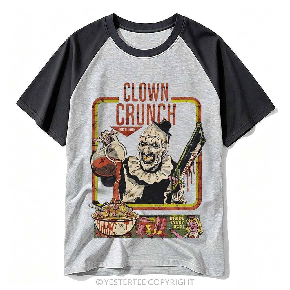 Yestertee Retro Horror Cereal Spooky Clown Baseball T-shirt 