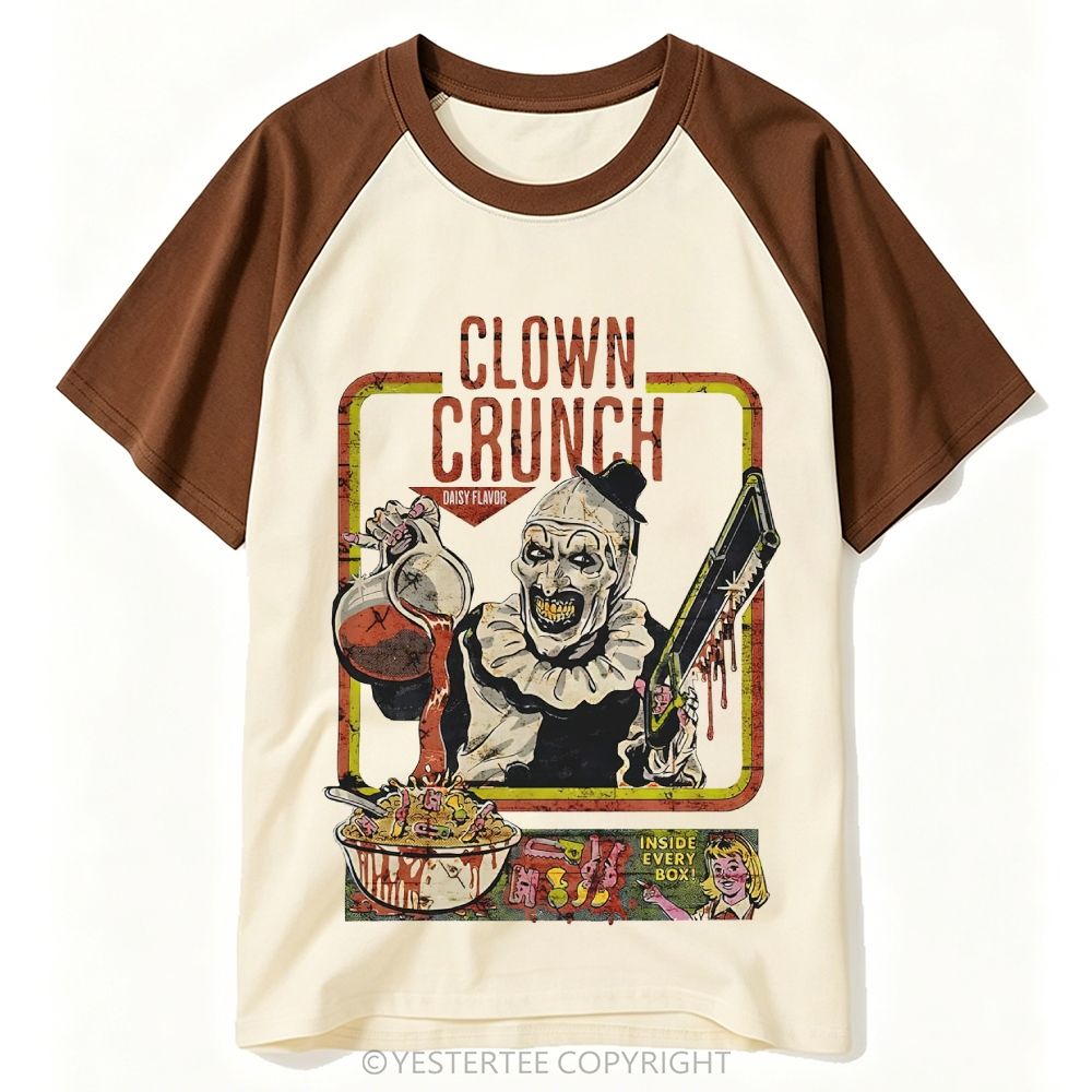 Yestertee Retro Horror Cereal Spooky Clown Baseball T-shirt 