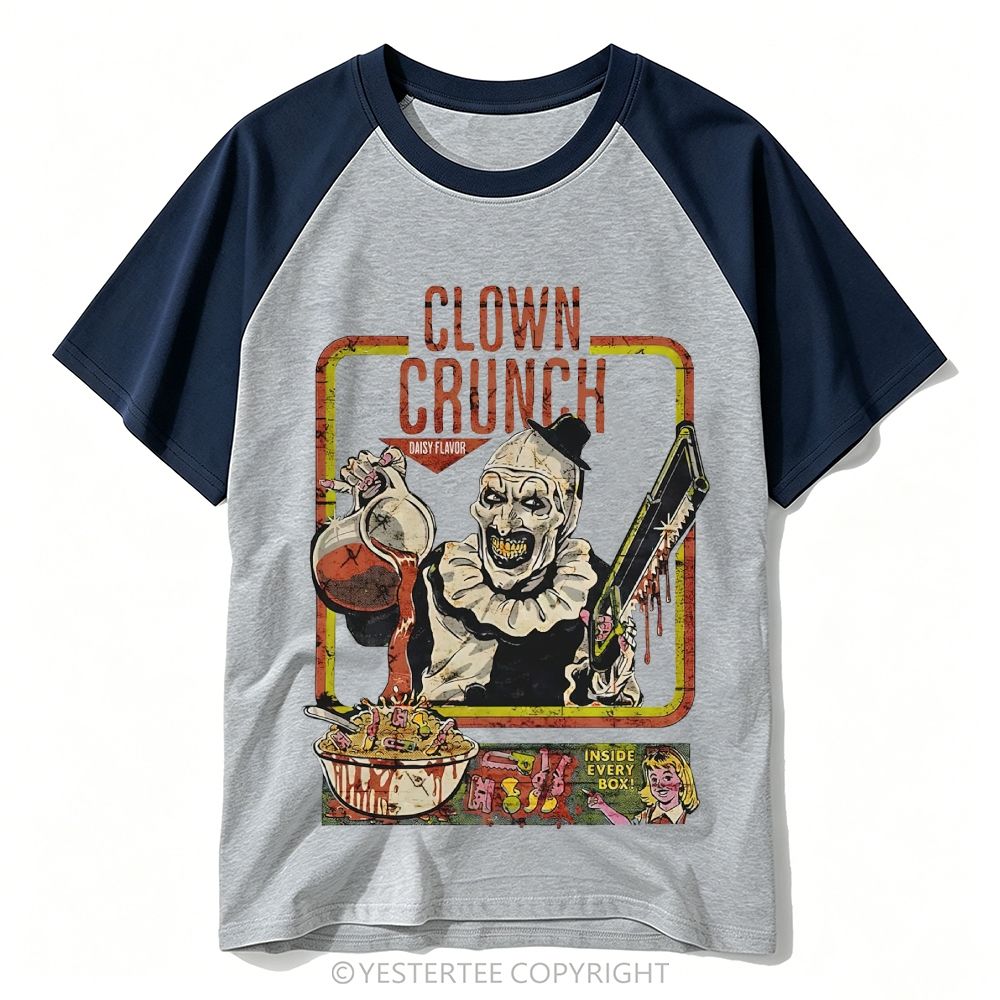 Yestertee Retro Horror Cereal Spooky Clown Baseball T-shirt 