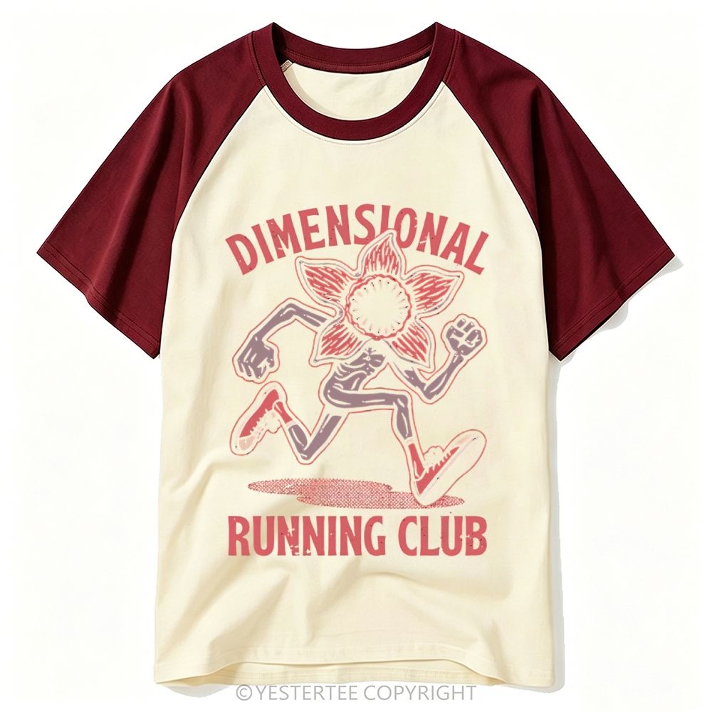 Yestertee Funny Retro Monster Running Club Baseball T-shirt