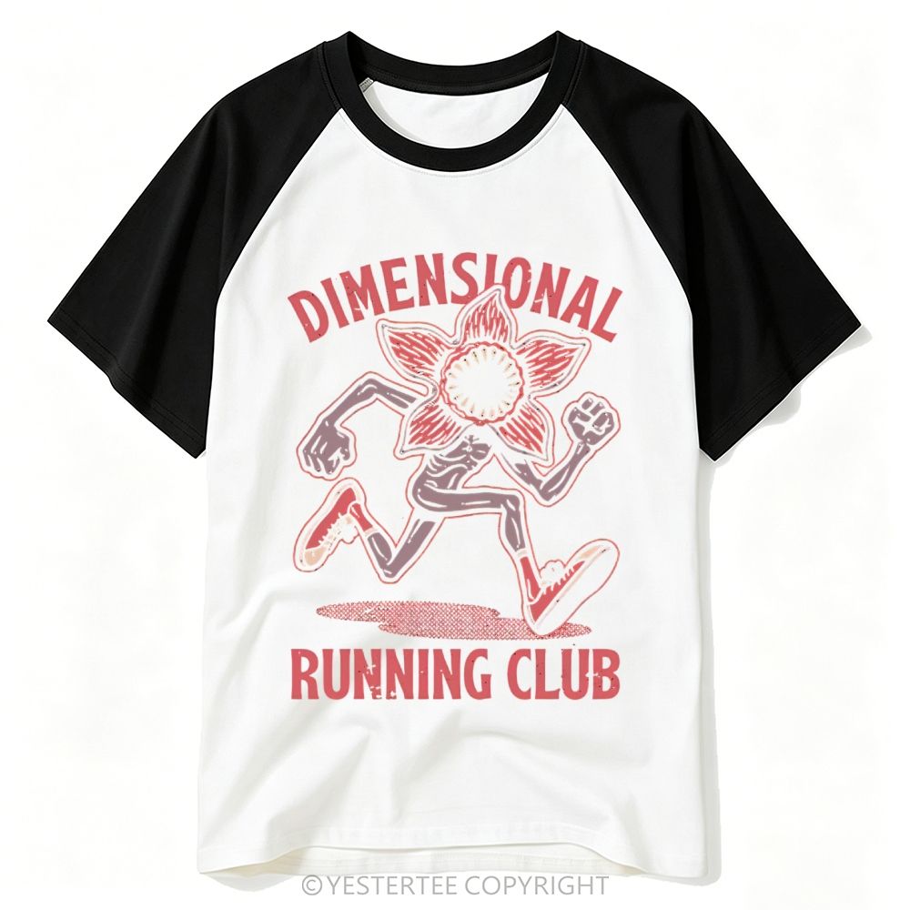 Yestertee Funny Retro Monster Running Club Baseball T-shirt
