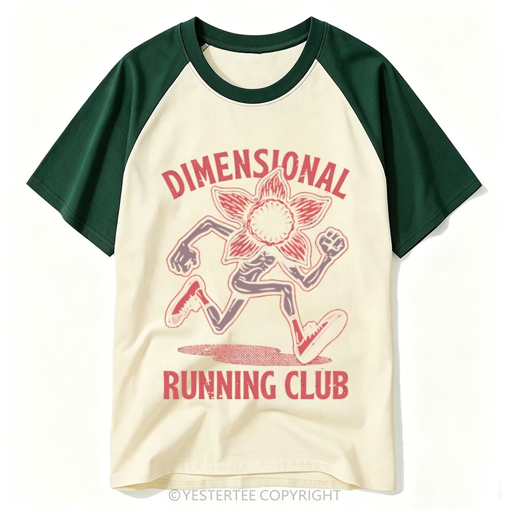 Yestertee Funny Retro Monster Running Club Baseball T-shirt