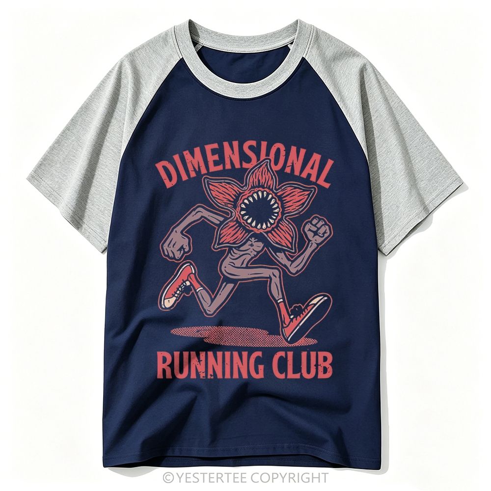 Yestertee Funny Retro Monster Running Club Baseball T-shirt