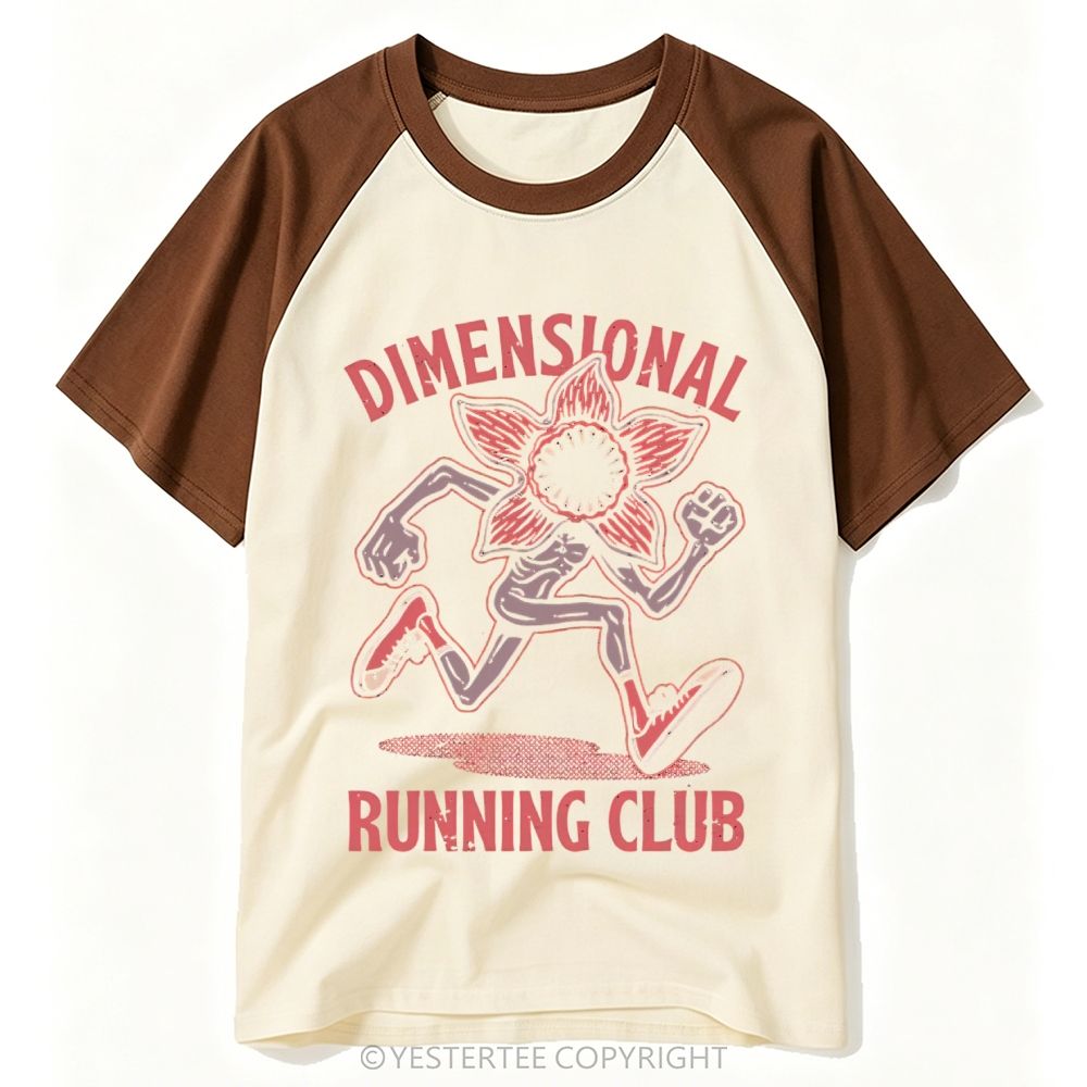 Yestertee Funny Retro Monster Running Club Baseball T-shirt
