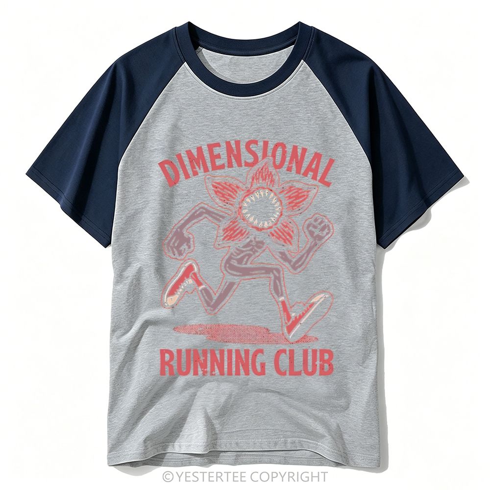 Yestertee Funny Retro Monster Running Club Baseball T-shirt