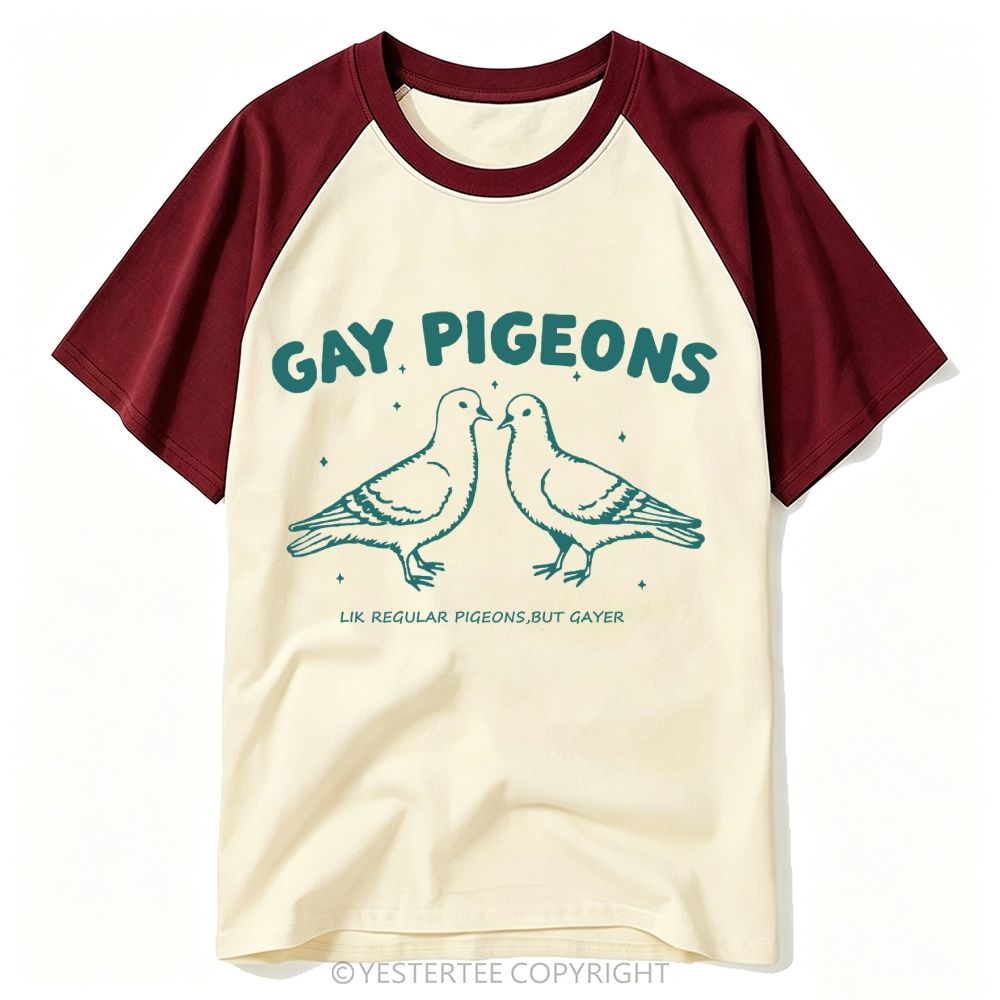 Yestertee Funny Gay Pigeons Baseball T-shirt 